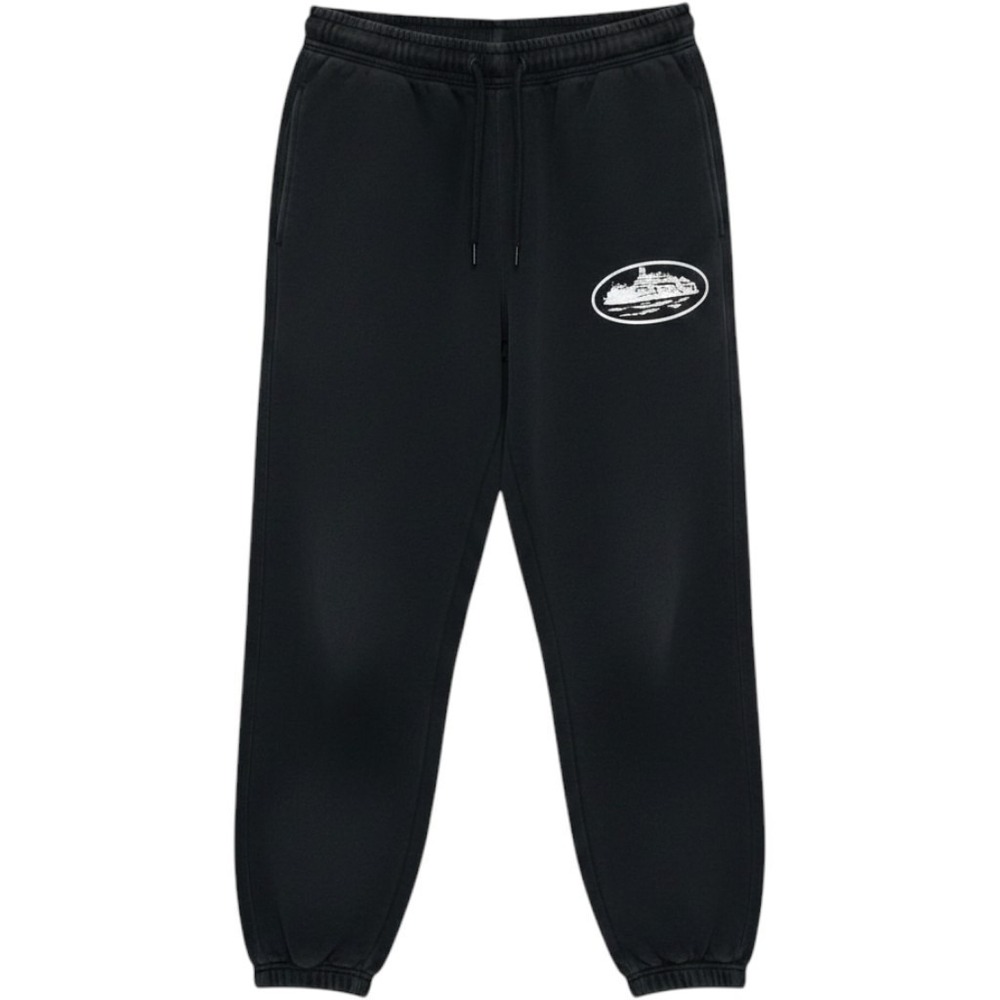 Corteiz QG Alcatraz Black Sweatpants Joggers Heavyweight Fleece Streetwear XXL